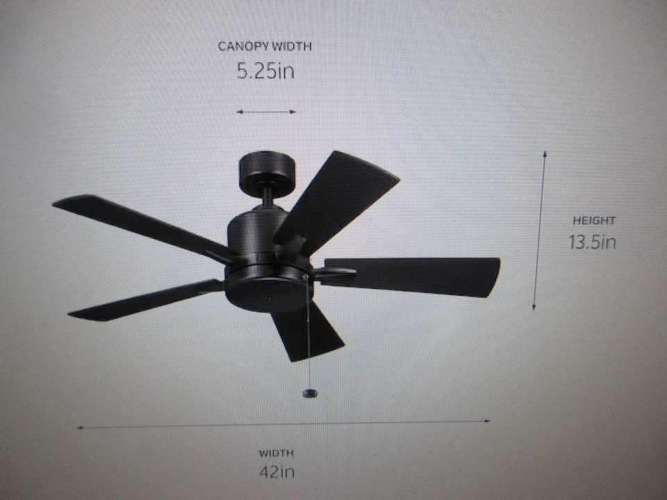 Kichler Lucian II 42 in. Indoor Satin Black Downrod Mount Ceiling Fan - Image 3 of 4