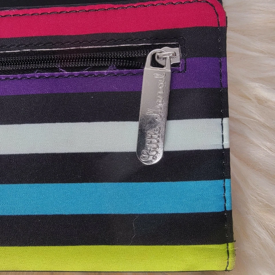 LITTLE MARCEL Long Trifold Wallet Rainbow Clutch Multicolor Stripes Microfiber - Photo 2/4