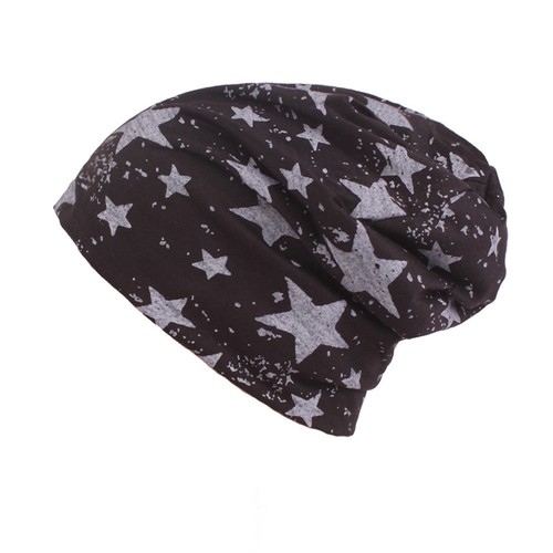 Men’s Fashion Stars Print Cotton Slouchy Beanie Hat Casual Ski Oversized Cap  - Photo 6/10