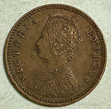 1901 British India 1/12 Anna Victoria Empress KM# 483. DIE CRACK ERROR