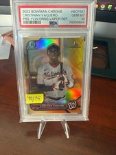 Cristhian Vaquero 2022 Bowman Chrome BCP-157 Yellow Orange Vapor 1st /75 PSA 10
