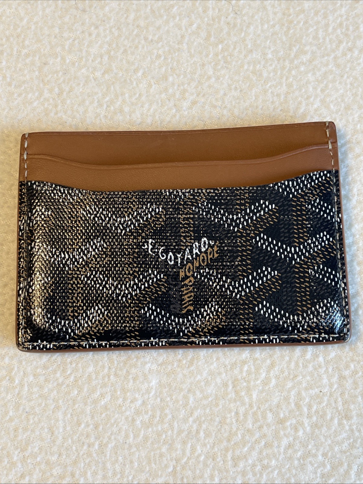 Genuine Goyard Stunning Card Holder Saint Sulpice Black/Brown Id Wallet.