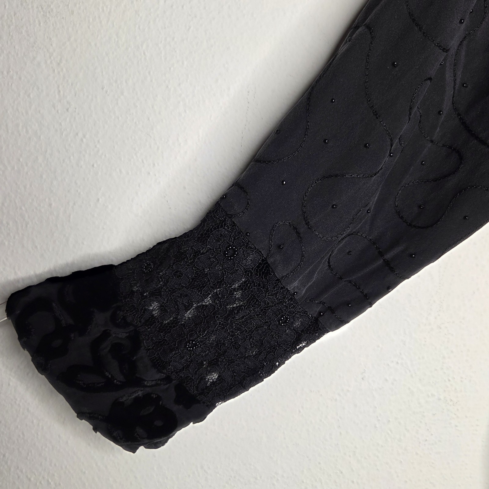 Chico's Design Size 2 Large Black Patchwork Lace … - image 3