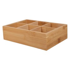 Reusable Bamboo Tea Organizer Box with 6 Compartments Drawer Friendly Design