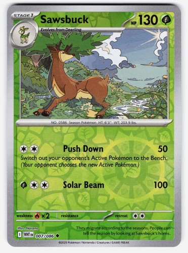 SAWSBUCK 007 UC WHITE FLARE POKEMON REVERSE HOLO LP