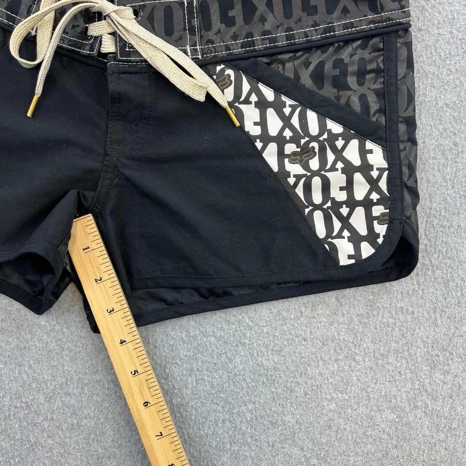 Pantalones cortos Fox Racing para mujer 1 negro logotipo de natación estampado integral con cordones Foto 3 de 4