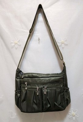 Laidans Womens Green Nylon Shoulder Messenger Bag Waterproof Travel Lightweight