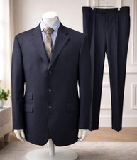 T.M.Lewin Anzug Herren 42R 36R Navy Strukturiert Reine Wolle Tailored Fit Hochzeit Büro