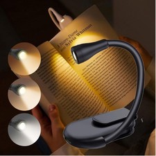 Rechargeable LED Book Light Clip-On 3 Color Temperatures Flexible Reading Lamp