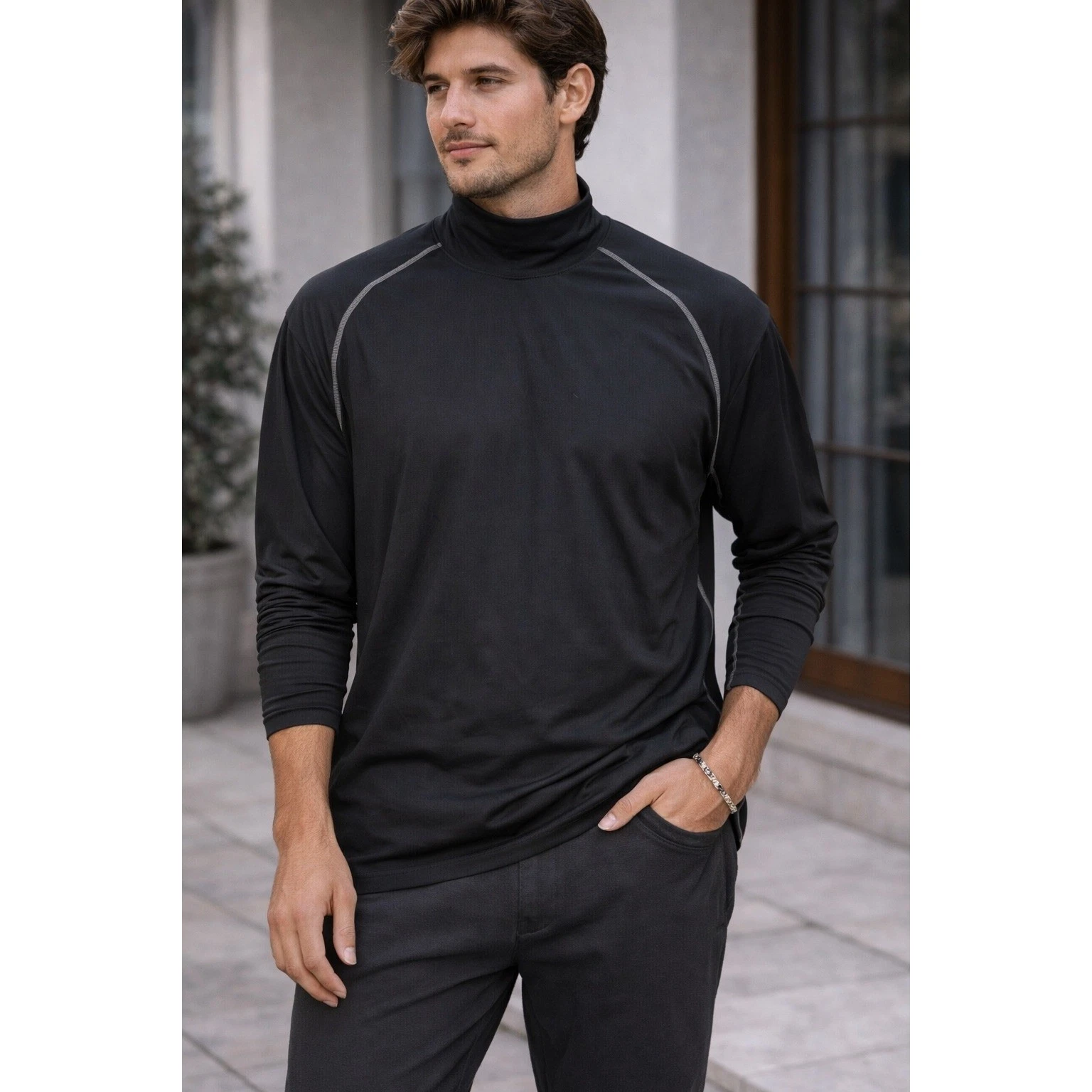 Galvin Green Skintight Mens XL Black Mock Neck Long Sleeve Golf Base Layer Top