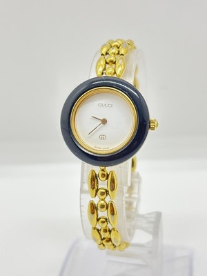 GUCCI チェンジベゼルウォッチ 1100 Exc+5] GUCCI 1100-L Change Bezel Watch White Dial metal Black Used