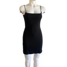 Reformation Jeans Black Ribbed Mini Dress Womens Medium Spaghetti Strap Bodycon