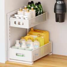 Under Sink Organizer 2 Tier, Adjustable Height Under Sink Organizers and Storage