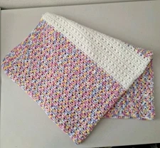 Baby or Throw Blanket Crochet NEW Handmade 36 x 36 Pink Blue Yellow White
