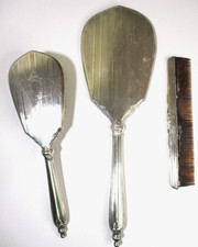 ANTIQUE Webster STERLING SILVER DRESSER SET 3 Piece Mirror Brush Comb One Owner