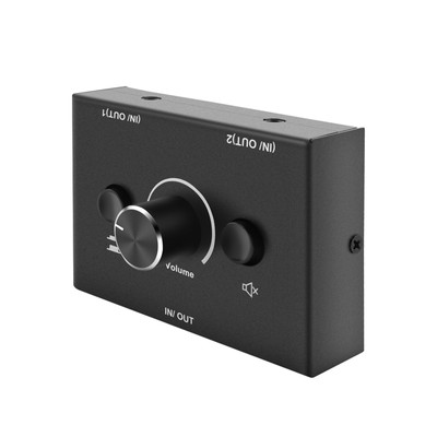 3.5mm 2 Input 1 Output/1 Input 2 Output Audio Switcher Box -Key Mute Button J1P5