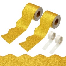 2 Rolls Glitter Bulletin Board Borders, 65.6ft Yellow Border