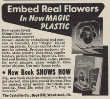 Embed Real Flowers Castolite Magic Plastic Vintage Print Ad 1950 Woodstock IL u
