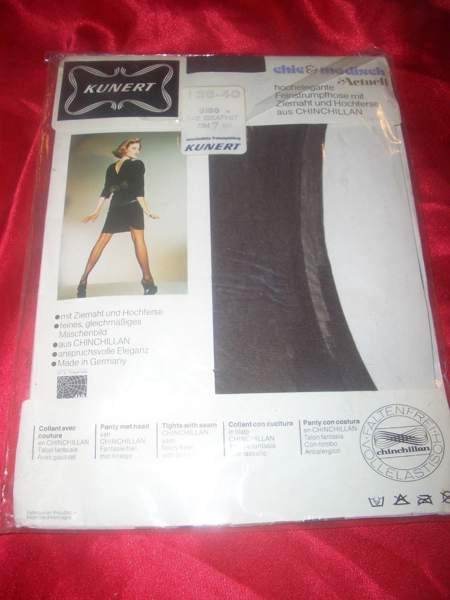 Collant Vintage KUNERT 'Chic Modisch Actuell' - Gris Chinchilla - Taille 1 - Neuf Avec Étiquette