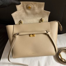 CELINE Belt Micro 24cm Khaki Calfskin Genuine...