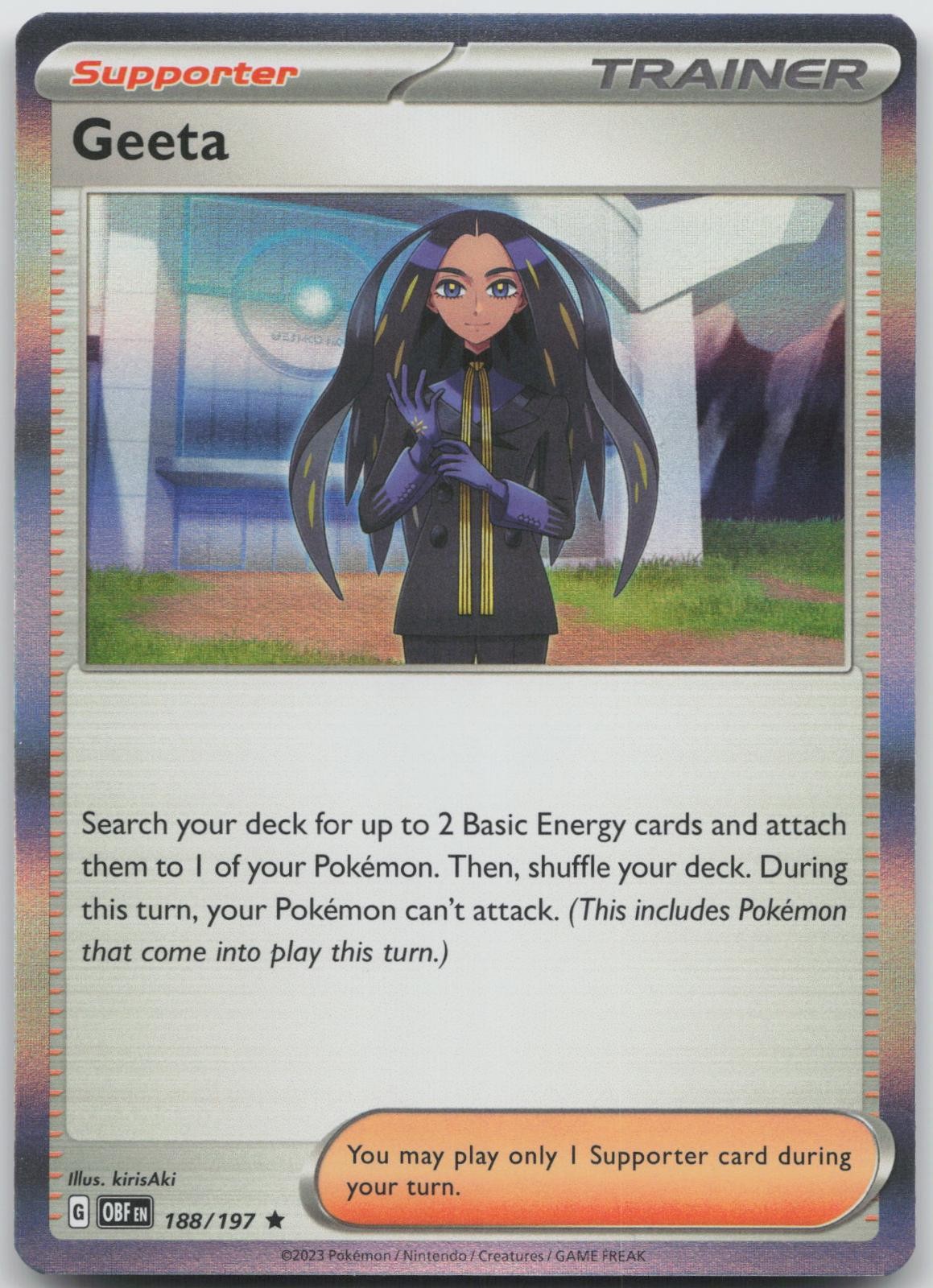 Geeta 188/197 Rare Obsidian Flames Pokemon Holo Near Mint
