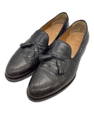 POLPETTA Wingtip Leather Tassel Loafers/ Black/ Size: 40.5