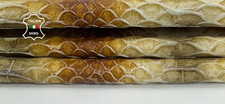 TAN SNAKE EMBOSSED PRINT ON Strong Calfskin Cow leather hide 6 sqf 0.8mm Z212
