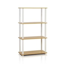 Furinno Turn-N-Tube 4-Tier Multipurpose Shelf Display Rack- Beech & White - 4...
