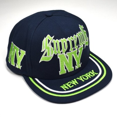 Supreme NEW YORK Embroidered Snapback 6-Panel Hat Navy SS25 Seahawks AUTHENTIC