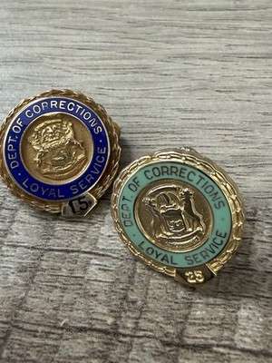 MDOC Michigan Corrections Loyal Service Pins 15 & 25 Year State Seal Set