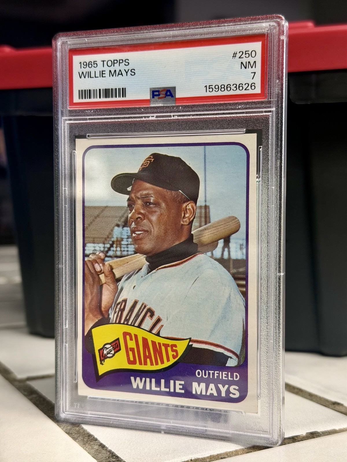 1965 Topps Willie Mays #250 PSA 7 NM San Francisco Giants MLB Baseball Card view 2