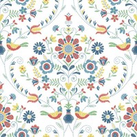 Fd26512_Hannah VöGel Blumenmuster Rot Orange Gelb GrüN Blau Fine Decor Tapete