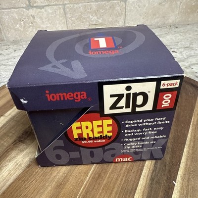 6-Pack Iomega 100MB Zip Disks PC/Mac with Zip Caddy - New Old Stock