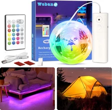 Rechargeable LED Strip Light, 2000Mah Battery Powered Color Changing Strip Light