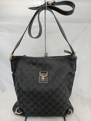Gucci Abby GG Canvas Shoulder Bag Sling Bag Black Leather italy
