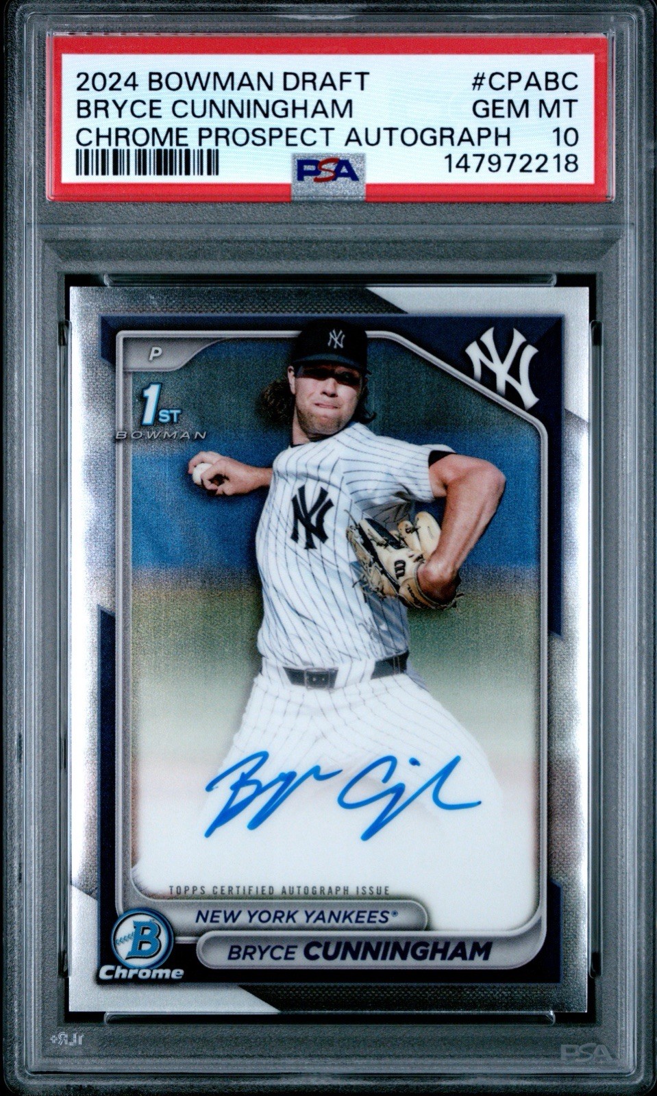 Bryce Cunningham 2024 Bowman Draft Chrome Prospect 1st CPA-BC PSA 10 GEM MT Auto