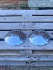 2 Vintage Volkswagen Domed Chrome Hub Caps Original 10” Karmann Camper Beetle