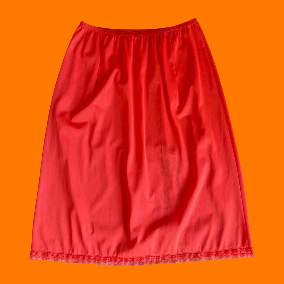 Falda sin tirantes vintage años 50 60 naranja encaje bordado perro XS/S tocador fair Foto 4 de 4