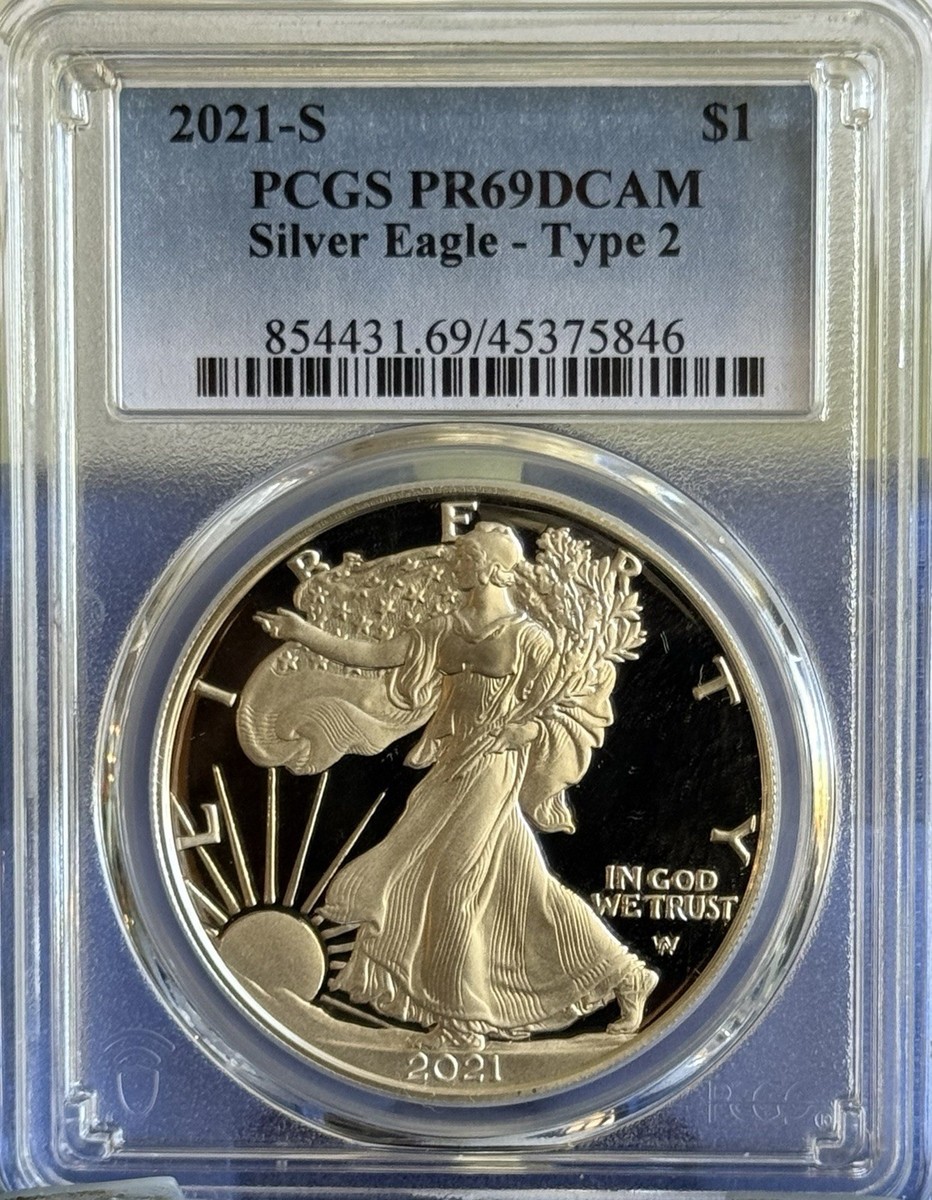 2021 $1 Type 2 American Silver Eagle PCGS MS70 Blue Label (Buyer's