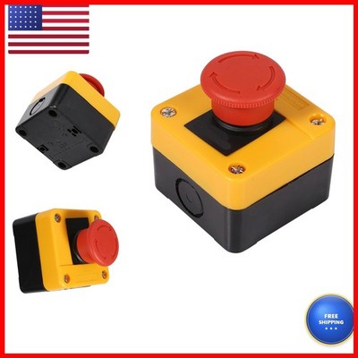 BONKZEBU 1Pc 660V 10A Plastic Shell Red Sign Emergency Stop Mushroom Push