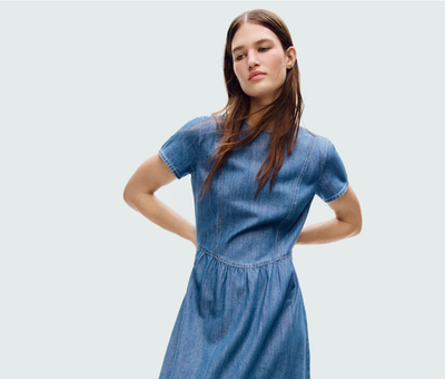 short denim dress with sleeves Sweet Looking Long Sleeve Mini Sale: BFCM Dresses 2025 Color:Polka Dots detail shoulder bag from Denim Shirt Dress Target