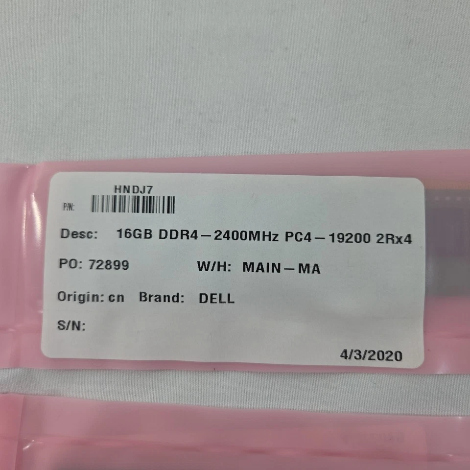 Hynix DELL 16GB DDR4 2Rx8 PC4-2400T Memory RAM (HMA82GR7MFR8N-UH) HNDJ7 NEW x2 - Image 2 of 4