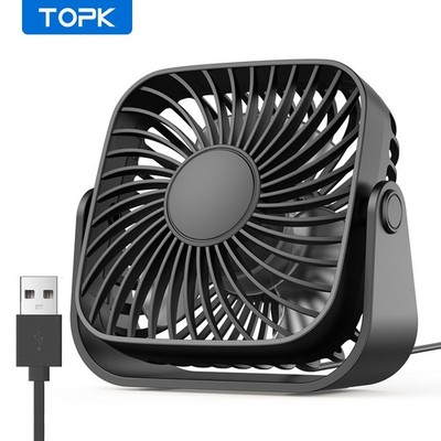 TOPK Portable Mini Fan 360°Adjustment 3 Speeds Quiet Personal Desk Table Fan