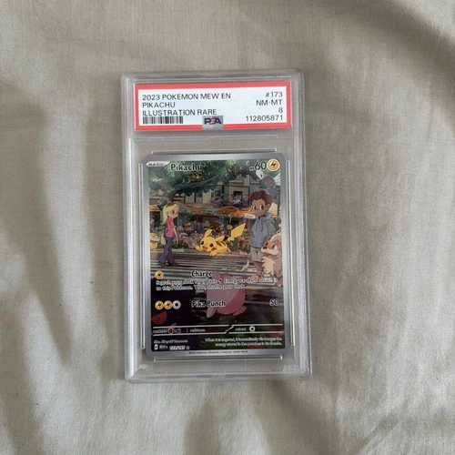 Pokemon Pikachu TCG Art Rare Holo Card 151 English 173/165 PSA 8