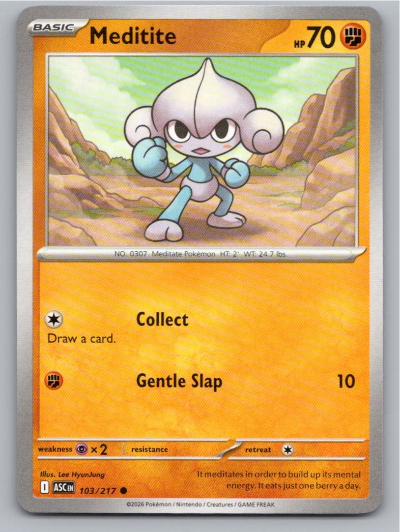 2026 POKEMON MEDITITE ASCENDED HEROES 103/217 COMMON NM A53377 FREE S&H