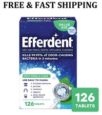 NEW Efferdent Retainer & Denture Cleaner Tablets Minty and Fresh Clean 126 Count