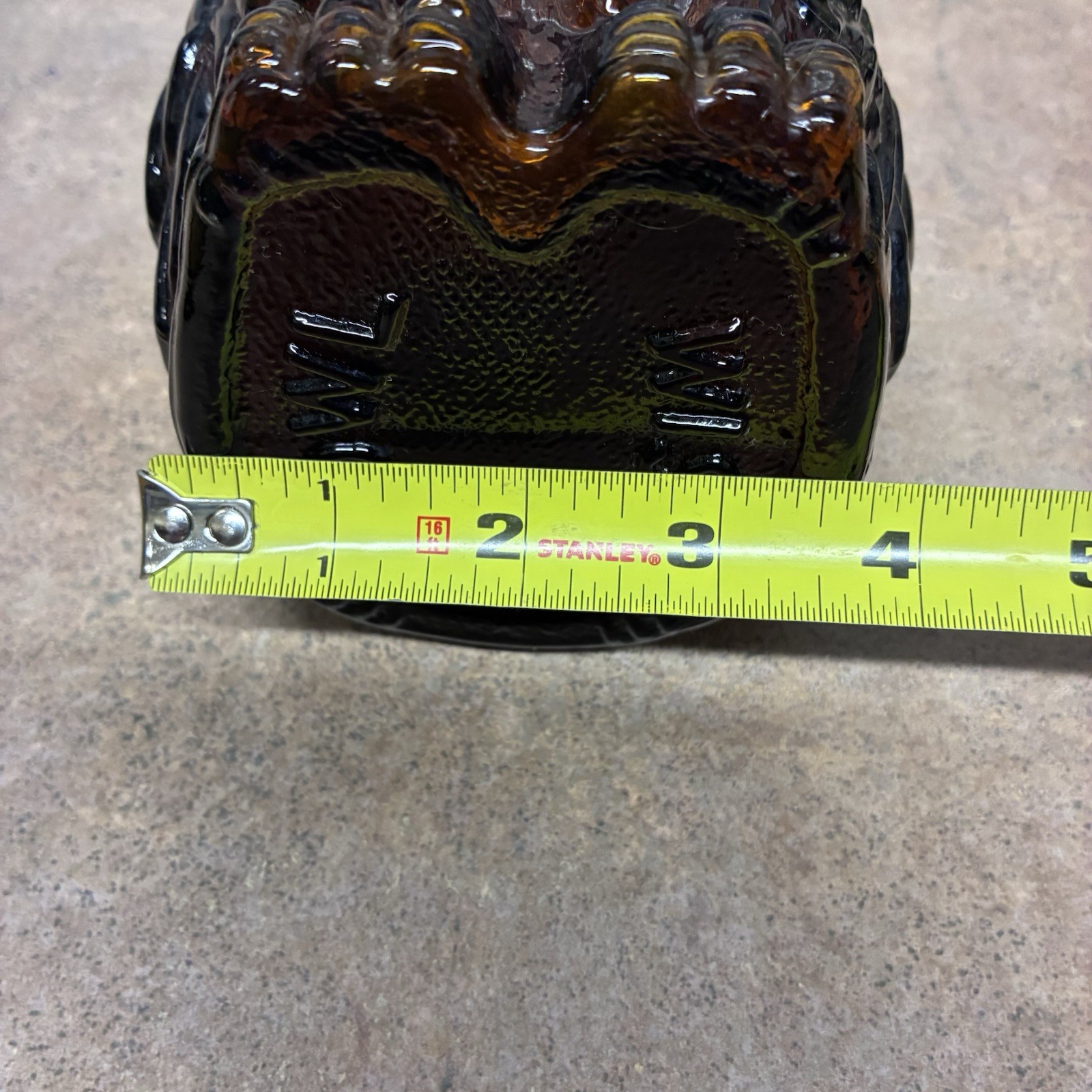 Vintage Wise Old Owl Amber Glass Bank Figurine