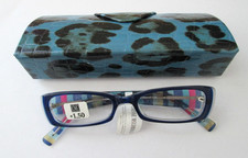 New NWT Corinne McCormack Readers Reading Glasses 1.50 Blue  Stripes Plus Case