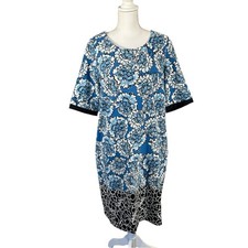 I LE New York Floral Sheath Midi Dress Short Sleeve Womens Size 16