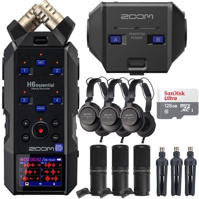 Zoom H6essential 6-Track Audio Recorder + EXH-6e XLR Input Capsule + Zoom Bundle